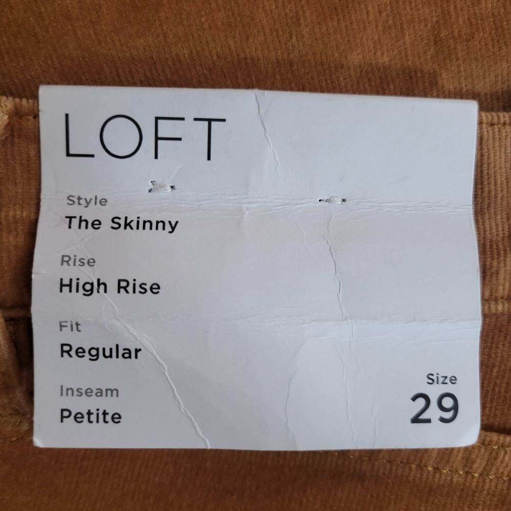 LOFT Women 29/8 Petite Ins Corduroy High Waist Skinny Pants Camel - Pumpkin Fall - Picture 2 of 13